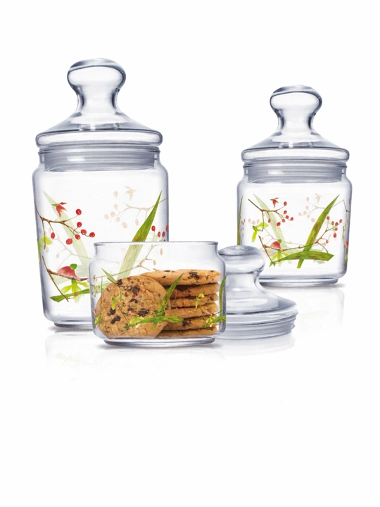 Sochiluvchan moddalarni saqlash uchun Luminarc shisha bankalar to‘plami,500ml/750ml/1000ml