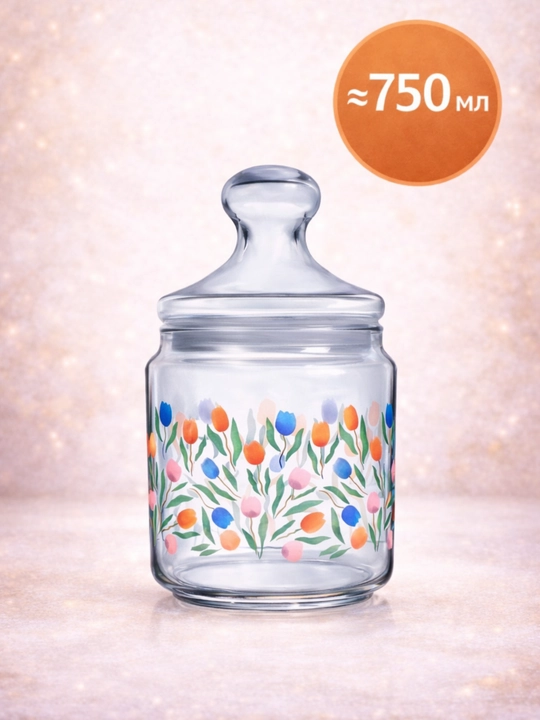 Sochiluvchan moddalarni saqlash uchun Luminarc shisha bankalar to‘plami,500ml/750ml/1000ml