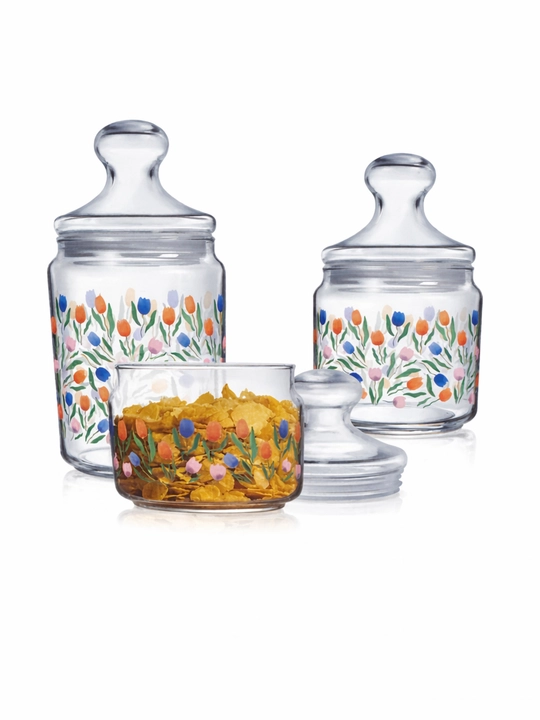 Sochiluvchan moddalarni saqlash uchun Luminarc shisha bankalar to‘plami,500ml/750ml/1000ml