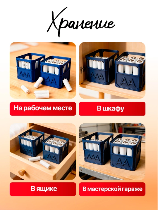 Кейс-бокс органайзер для батареек и аккумуляторов AA / AAA (2 шт)