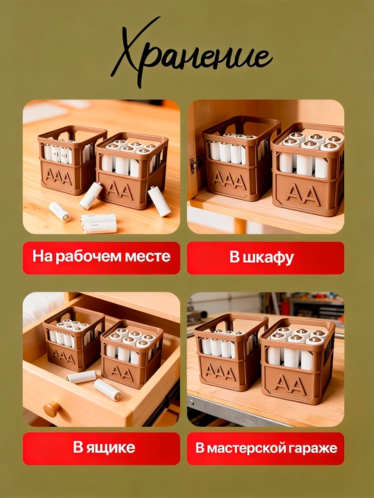 Кейс-бокс органайзер для батареек и аккумуляторов AA / AAA (2 шт)