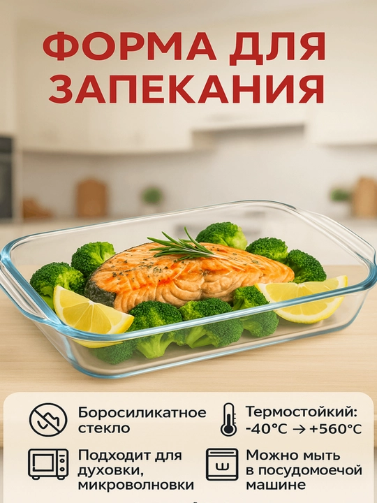 Стеклянная форма для запекания, с крышкой, жаропрочная посуда для духовки