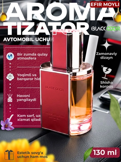 Ароматизатор для автомобиля Black Odor с эфирными маслами, стеклянный, 130 мл — CARGOUZ-BO36-КРАСН