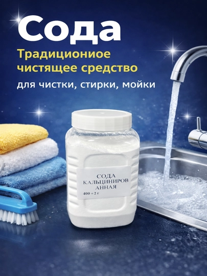 Сода кальцинированная, чистящее средство, для стирки и уборки, 400 г — VISMAG-KALCINIROVANAYASODA400