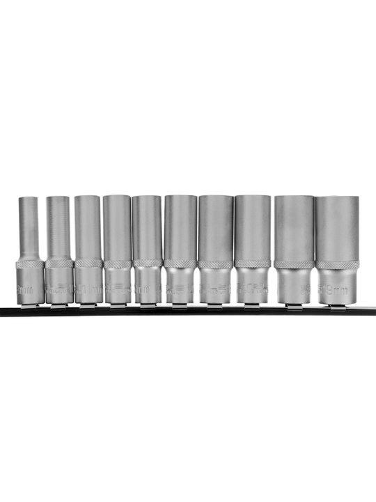 Набор удлиненных торцевых головок STELS, 3/8", 6-ти гр., CrV, 10шт., 8-19мм, 13604