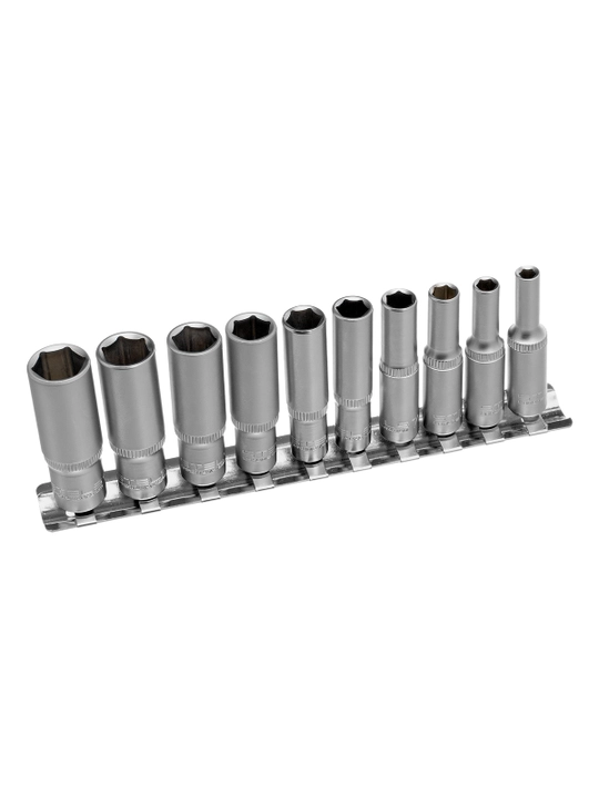 Набор удлиненных торцевых головок STELS, 1/4", 6-ти гр., CrV, 10шт., 4-13мм, 13605 - 