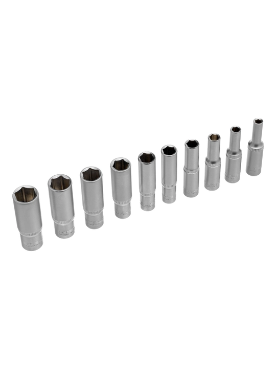 Набор удлиненных торцевых головок STELS, 1/4", 6-ти гр., CrV, 10шт., 4-13мм, 13605