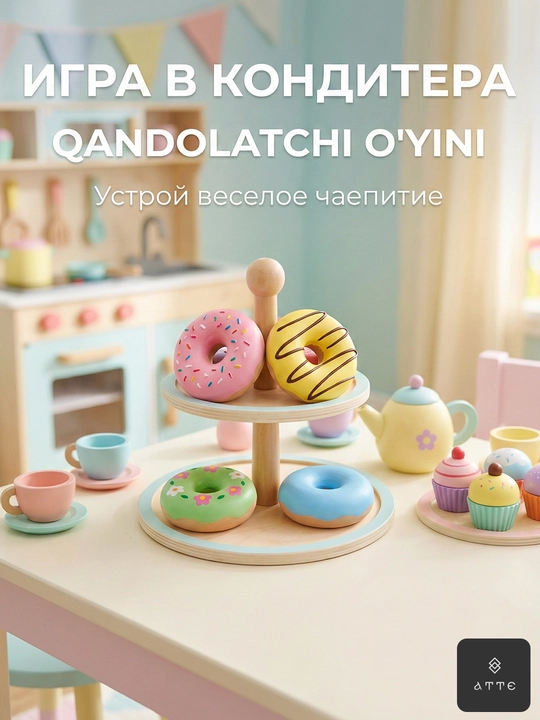 Гипсовый набор для творчества с 3D фигурками пончиков 4 шт с красками и кисточкой