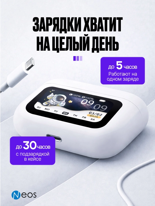 Ochiq simsiz quloqchinlar, Bluetooth naushnik, iPhone va Android uchun, sensorli ekranli