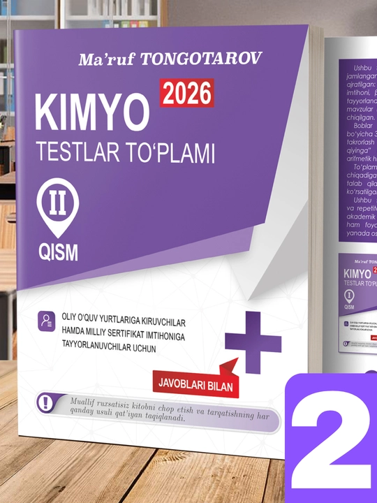 Kimyo testlar to‘plami — Ma’ruf Tongotarov, 2026, I va II qism variantlari - 