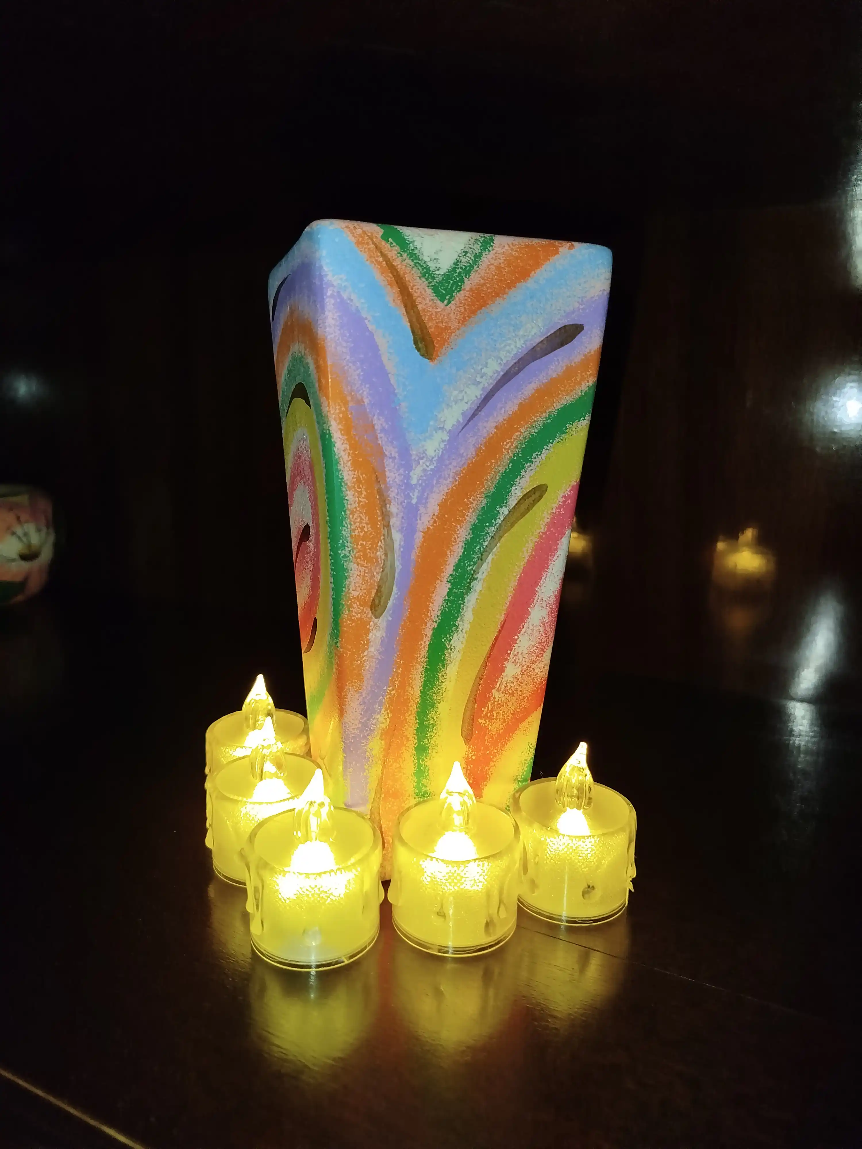 LED bilan olovsiz shamlar, yurak shaklidagi, qizil, 5, 12, 24 dona