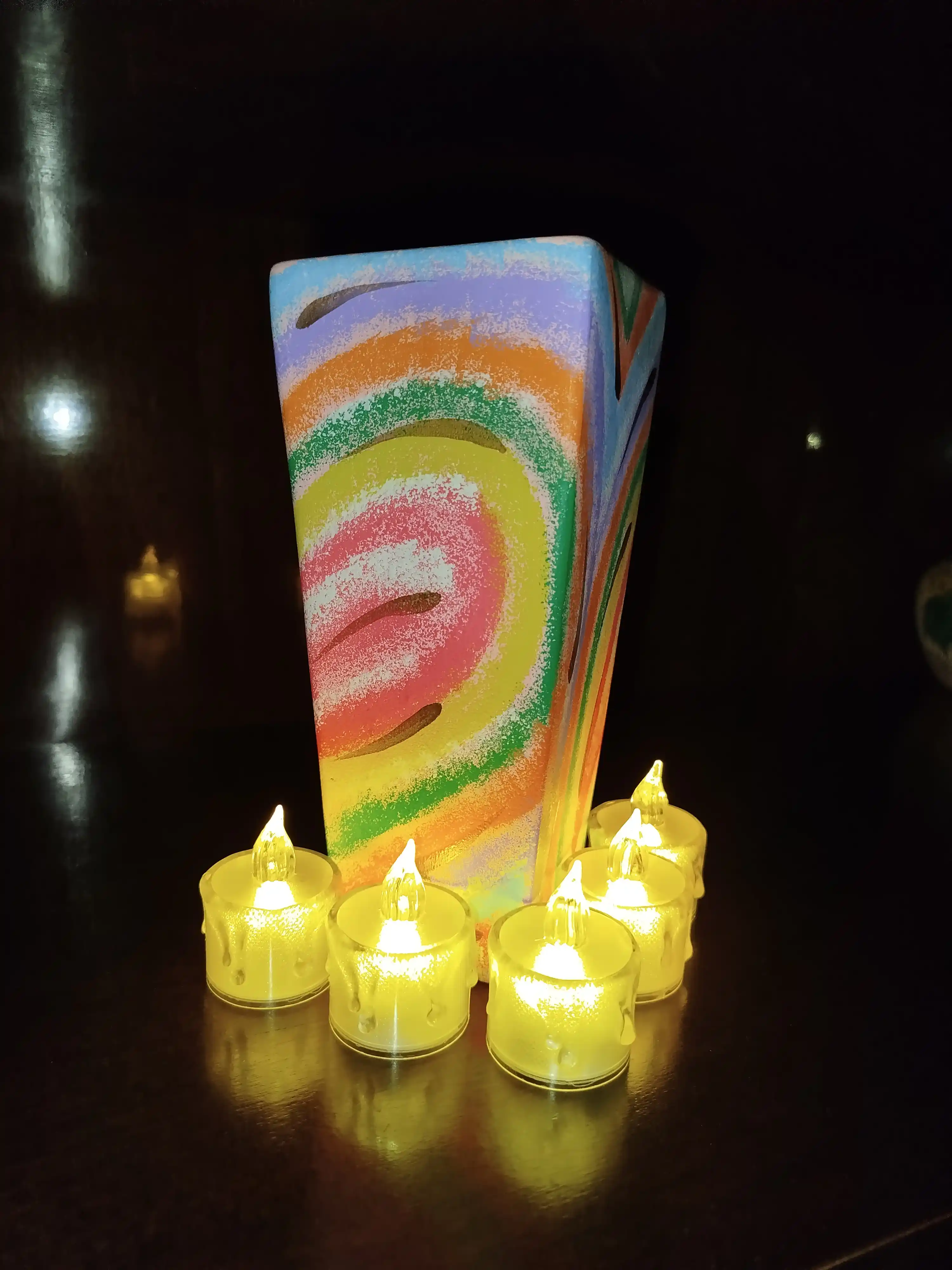 LED bilan olovsiz shamlar, yurak shaklidagi, qizil, 5, 12, 24 dona
