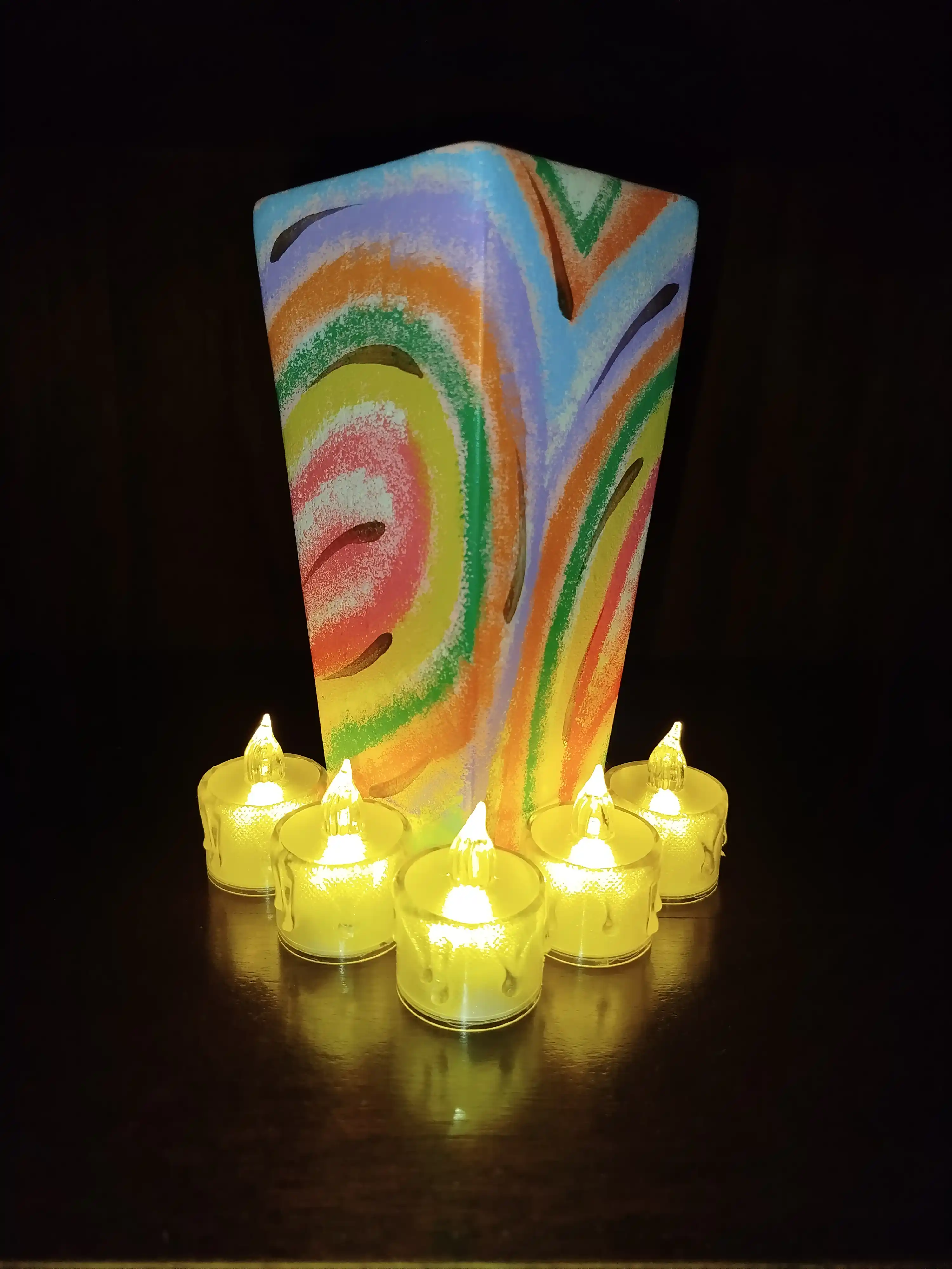 LED bilan olovsiz shamlar, yurak shaklidagi, qizil, 5, 12, 24 dona