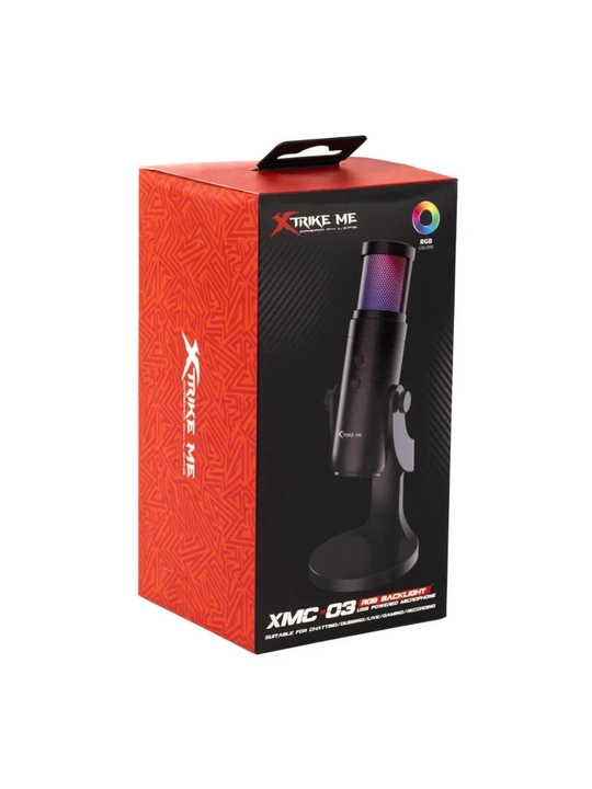 Xtrike Me XMC-03 RGB USB mikrofon — tiniq ovoz, MUTE tugma va shovqinsiz aloqa