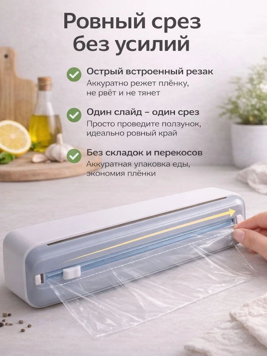 Держатель для пищевой пленки и фольги, настенный, с резаком, магнитный