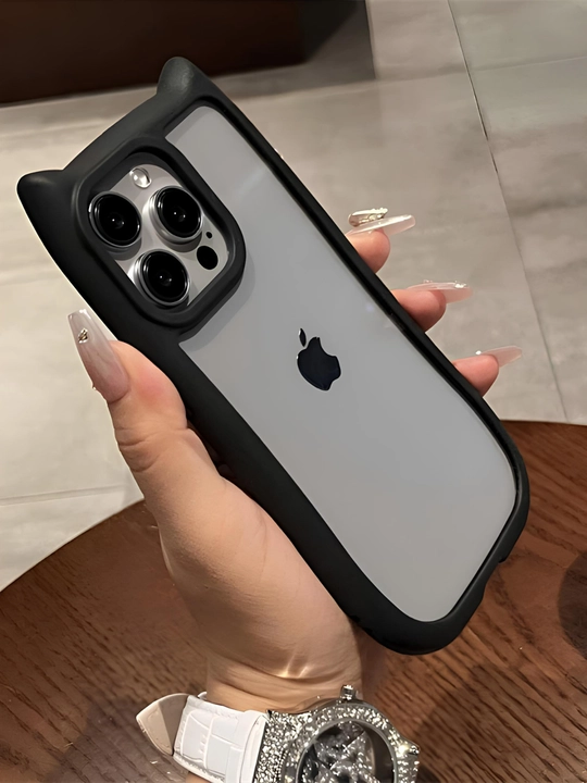 Прозрачный 3D чехол с кошачьими ушками для IPhone X,XR,XS,11,12,13,14,15,16,17/18 Pro Max