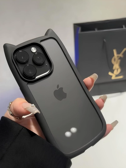 Прозрачный 3D чехол с кошачьими ушками для IPhone X,XR,XS,11,12,13,14,15,16,17/18 Pro Max