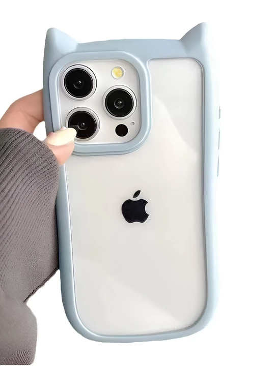 Прозрачный 3D чехол с кошачьими ушками для IPhone X,XR,XS,11,12,13,14,15,16,17/18 Pro Max