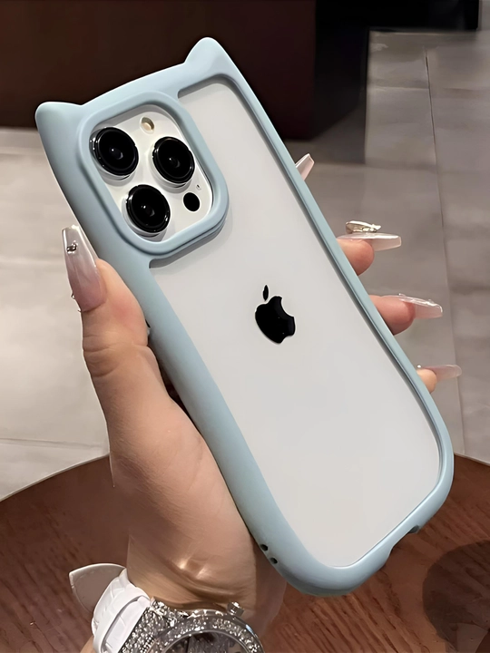 Прозрачный 3D чехол с кошачьими ушками для IPhone X,XR,XS,11,12,13,14,15,16,17/18 Pro Max