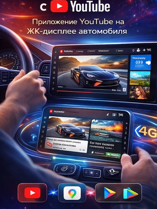 CarPlay 2×32 simsiz Apple CarPlay/Android Auto, YouTube, navigatsiya