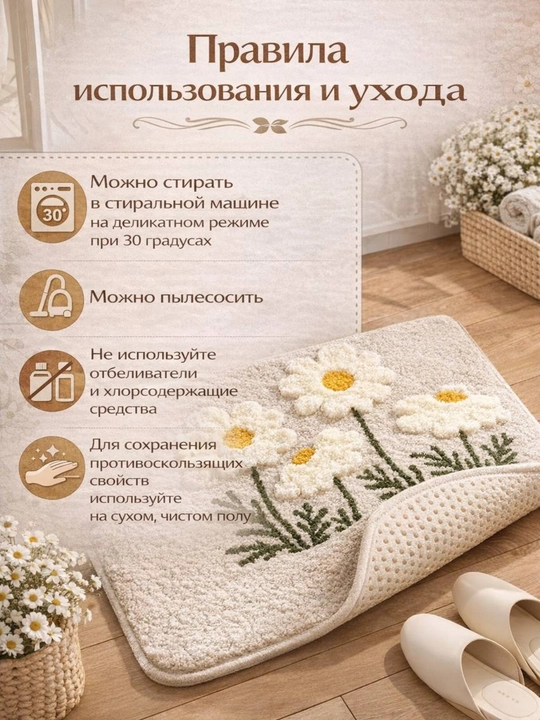 Коврик для ванной и туалета, противоскользящий, 50х80 см