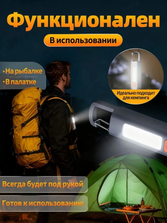 Qayta zaryadlanadigan LED yoritgich 3 rejimli, fokuslanuvchi