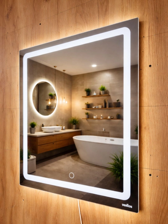 Современное зеркало для ванной с LED подсветкой 80x60