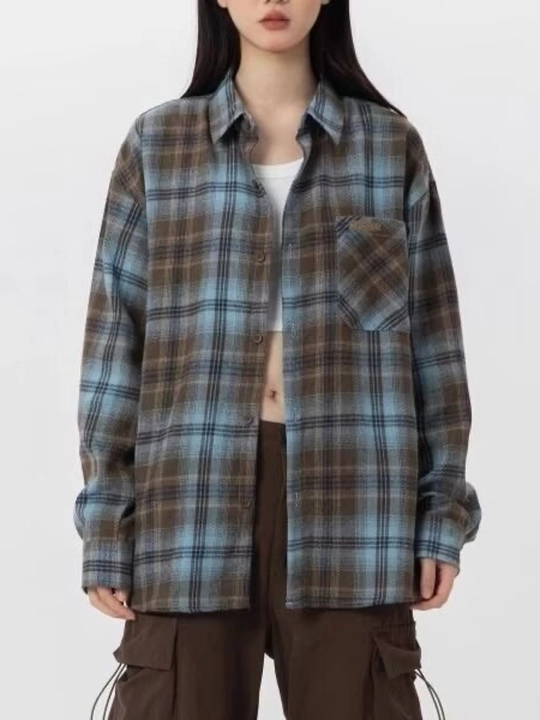 Rubashka oversize, Katakli ayollar ko‘ylagi - EllyFashion
