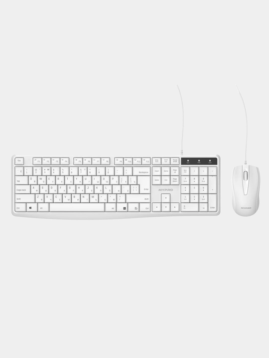 MYPROdan klaviatura va sichqoncha to'plami  KM1010UW, 1200 DPI, USB kabelda ishlaydi - 