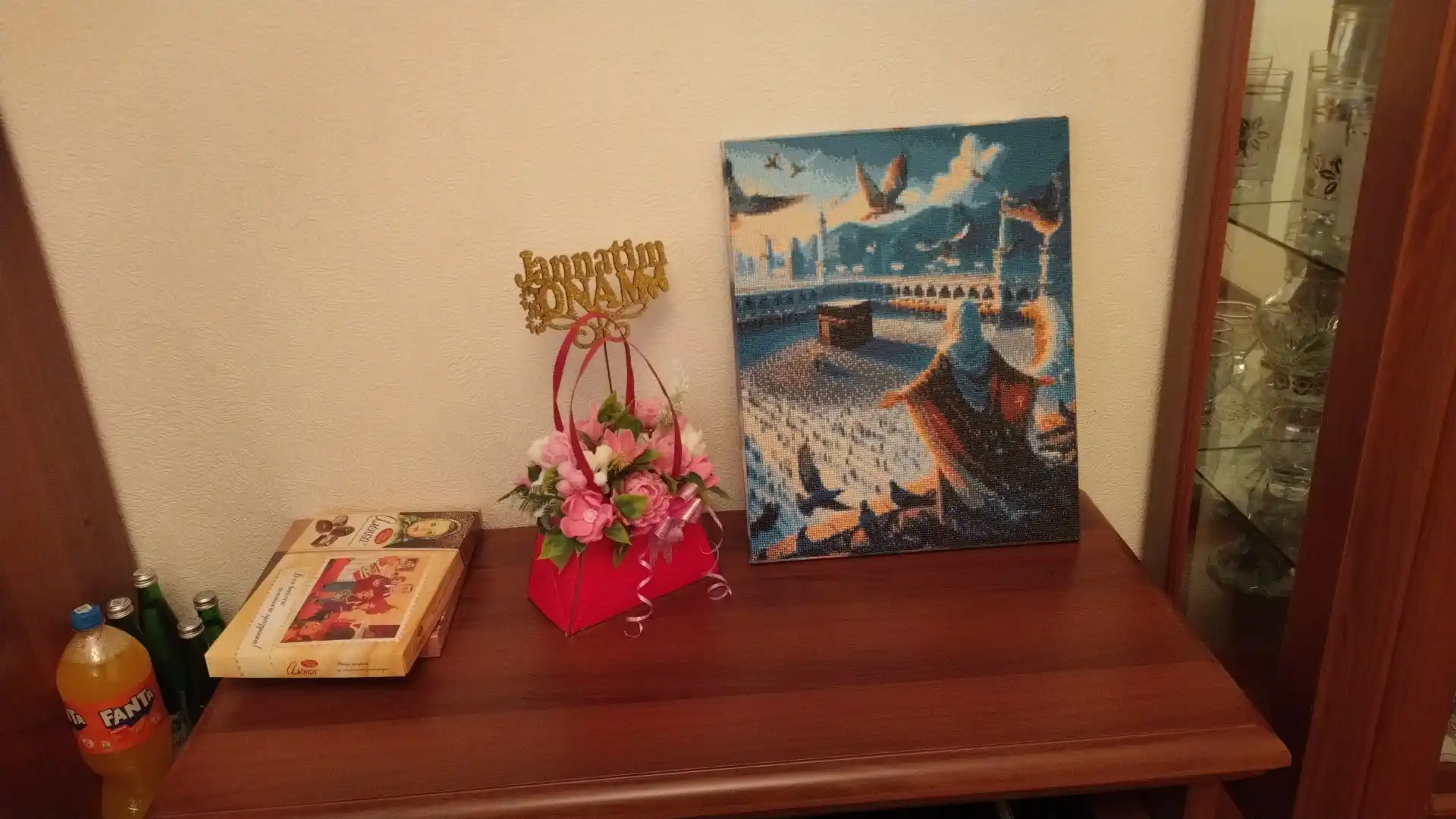 Skystore "Islom"  olmos mozaikasi, ramka ostidagi mato, 40x50, sovg‘a uchun aksessuarlar