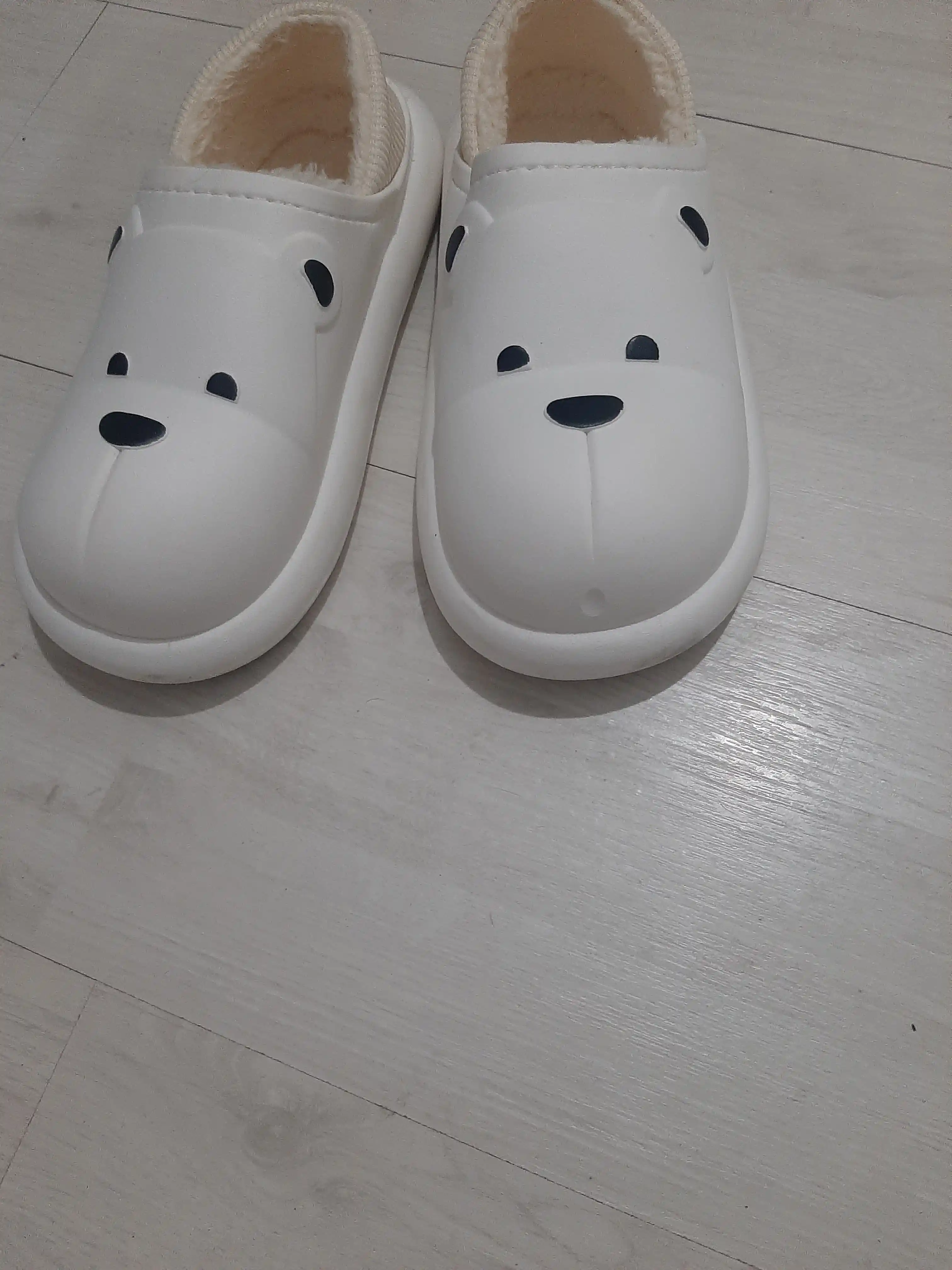 Зимние кроксы, утепленные кроксы, резиновая, утолщенная теплая обувь с медвежонком