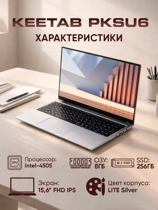 Noutbuk KEETAB ofis, uy, o‘qish va ish uchun, Windows o‘rnatilgan