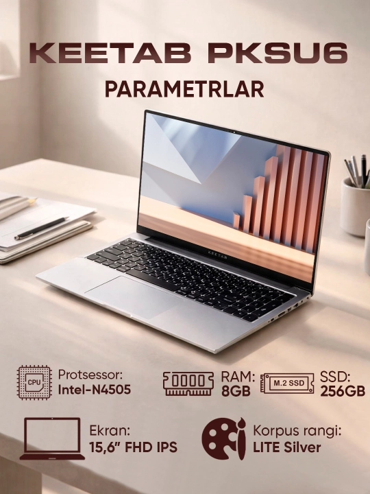 Noutbuk KEETAB ofis, uy, o‘qish va ish uchun, Windows o‘rnatilgan - 