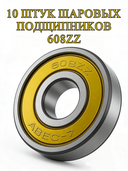 10 dona ABEC-7 608ZZ suv o‘tkazmaydigan podshipnik