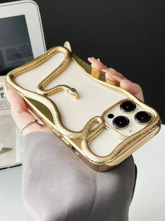 3D ilonli iPhone silikon g‘ilofi, hajmli ilon dizayni, himoyalovchi relefli chexol