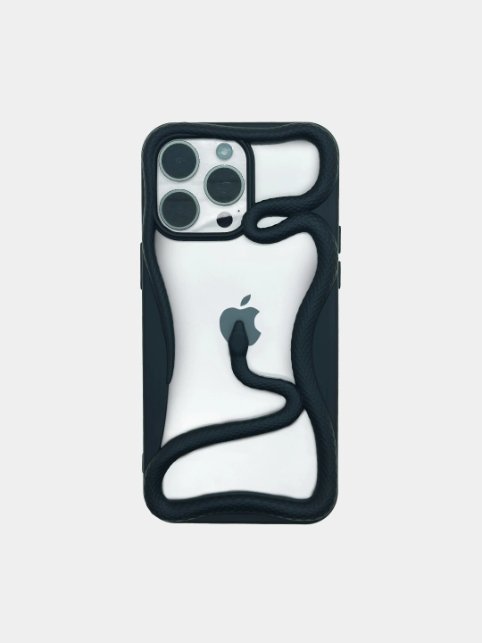 3D ilonli iPhone silikon g‘ilofi, hajmli ilon dizayni, himoyalovchi relefli chexol