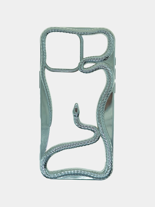 3D ilonli iPhone silikon g‘ilofi, hajmli ilon dizayni, himoyalovchi relefli chexol