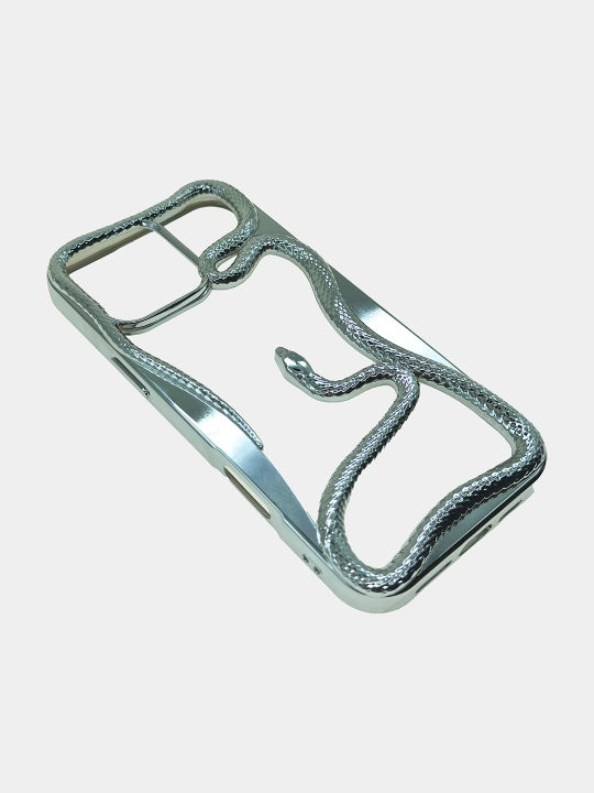3D ilonli iPhone silikon g‘ilofi, hajmli ilon dizayni, himoyalovchi relefli chexol