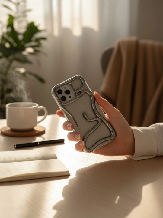 3D ilonli iPhone silikon g‘ilofi, hajmli ilon dizayni, himoyalovchi relefli chexol