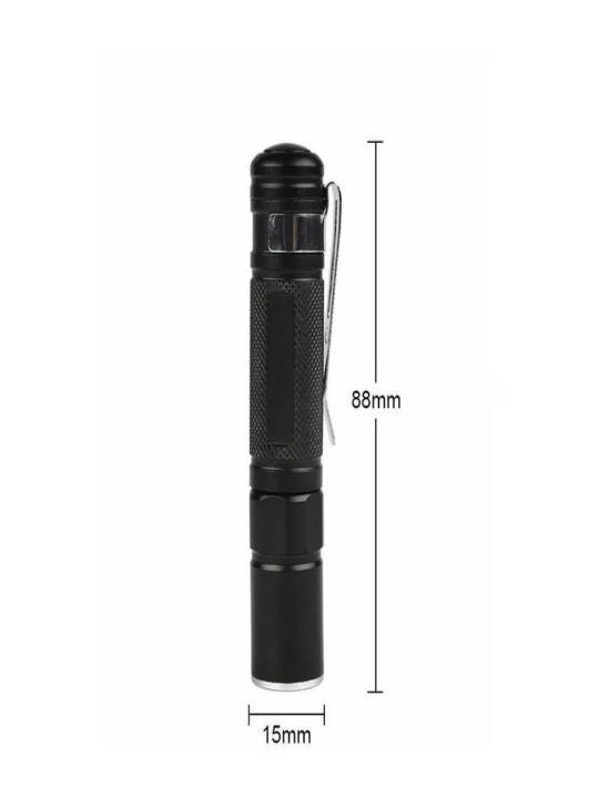 Batareyali cho'ntak chiroq, 8 sm, LED mini fonar, metall korpus