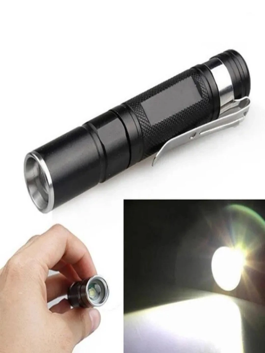Batareyali cho'ntak chiroq, 8 sm, LED mini fonar, metall korpus