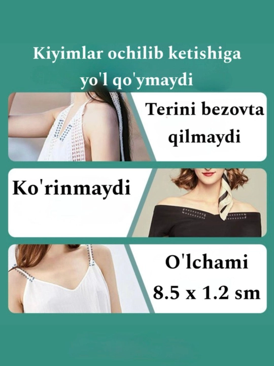 Ro'mol va kiyimlar uchun ikki tomonlama skotch sirpanib,ochilib ketmasligi taminlaydi 36ta
