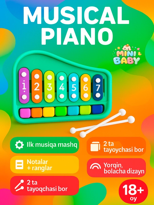 Игрушка музыкальный инструмент, ксилофон, металлофон