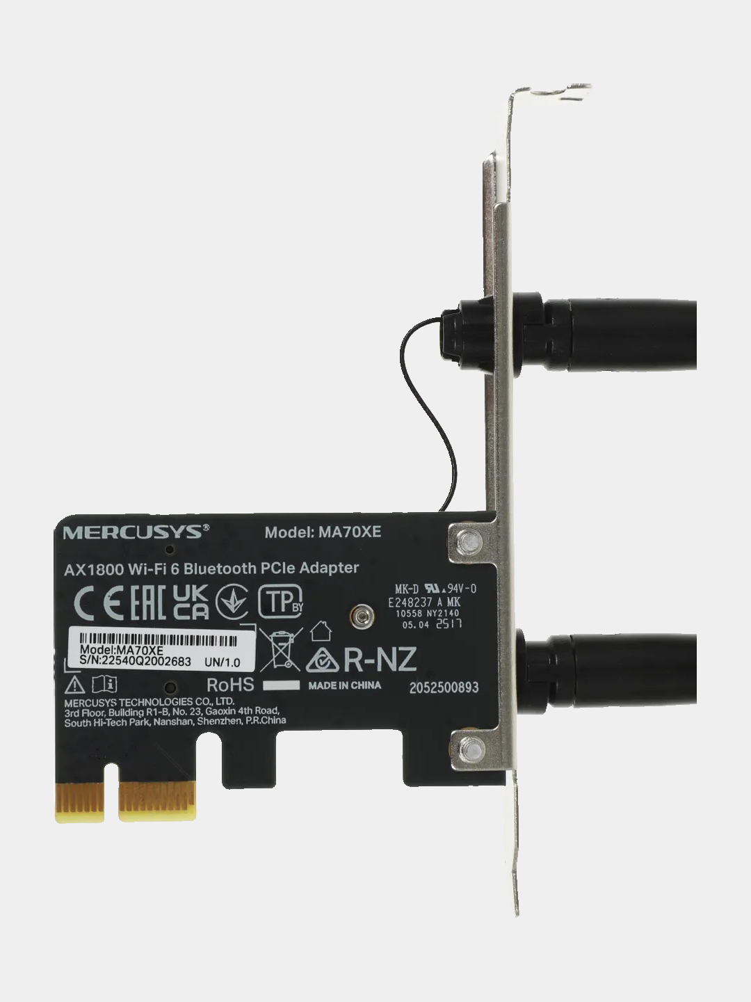 Mercusys MA70XE AX1800 Wi-Fi 6 + Bluetooth 5.4 PCI-Express адаптер, приёмник