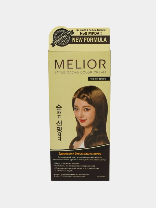 Краска для волос, Melior, без аммиака, профессиональная 120 г + 16 г, Kорея
