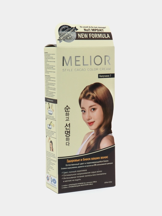 Краска для волос, Melior, без аммиака, профессиональная 120 г + 16 г, Kорея