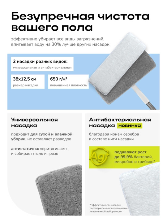 Швабра и ведро с отжимом Zetter L/XL, для дома, уборки пола и окон, 13 л