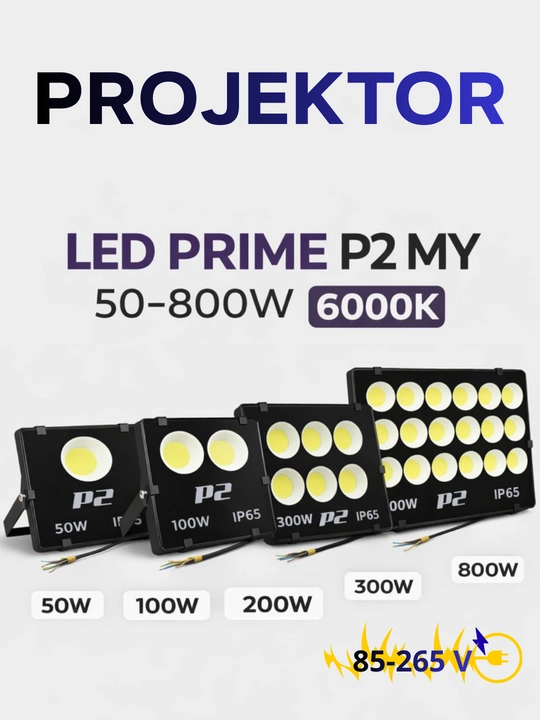 LED, PROJEKTOR, PRIME P2 MY 50–800W 6000K tashqi yoritish uchun, projector, IP65 - 