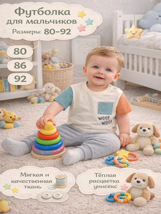 Bolachalar uchun futbolka  paxta, asosiy, bosmali - 