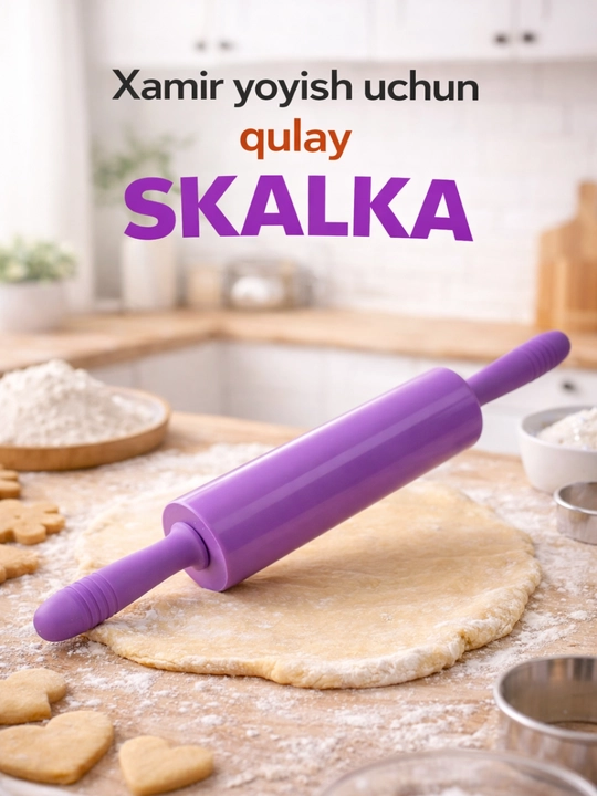 Скалка силиконовая для раскатки теста, для выпечки и кухни - 